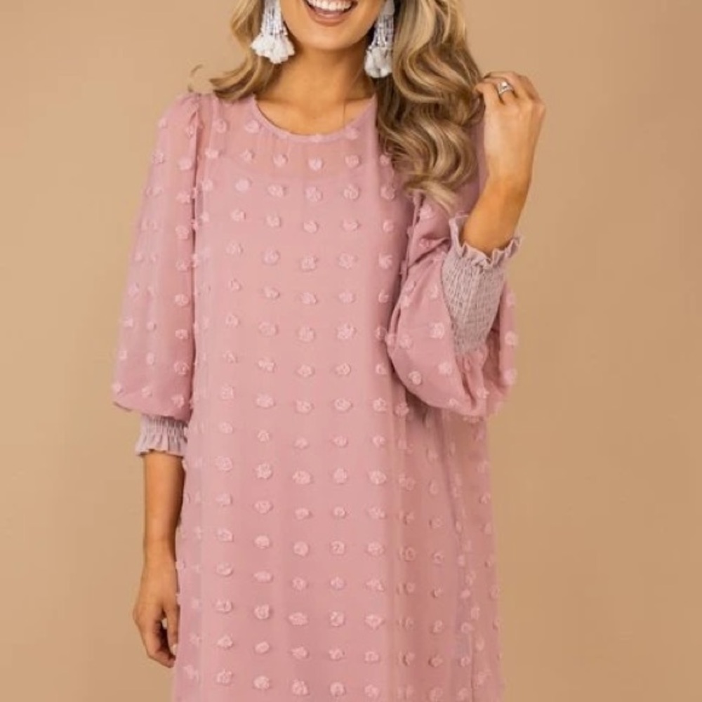 Dusty Pink Swiss Dot Dress 💕